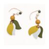 Earthy Boho Leaf Drop Earrings Kangaroo Leather Natural Jasper Wattle Yellow Blanc Olive Moss Green