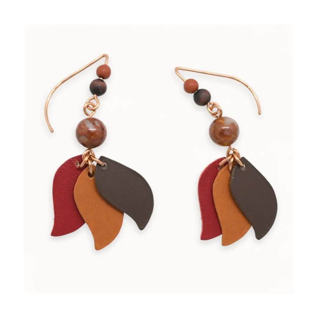 Kangaroo Leather and Mookaite Jasper Earrings