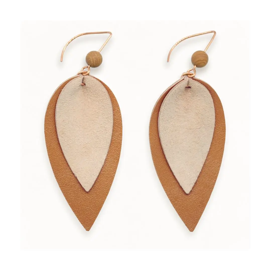 Kangaroo Leather Tear Drop Earrings