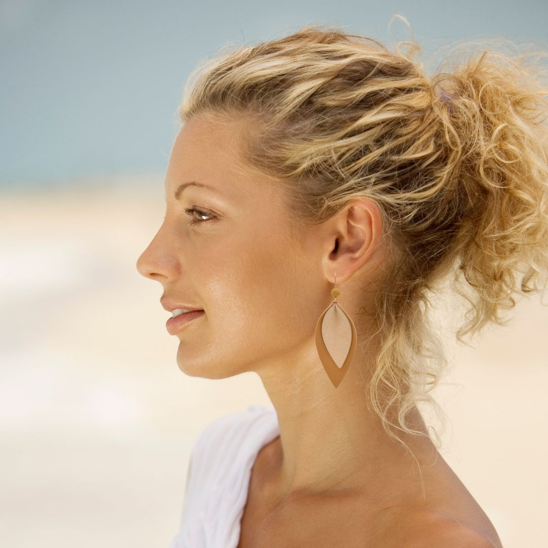 Kangaroo Leather Teardrop Earrings